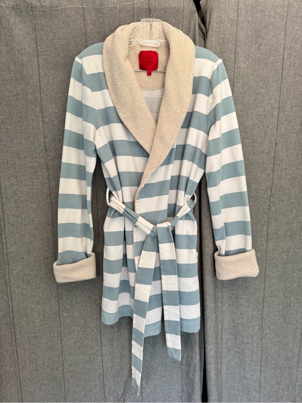 Victoria's Secret Plush Robe Striped Shawl Collar Cozy Loungewear Medium